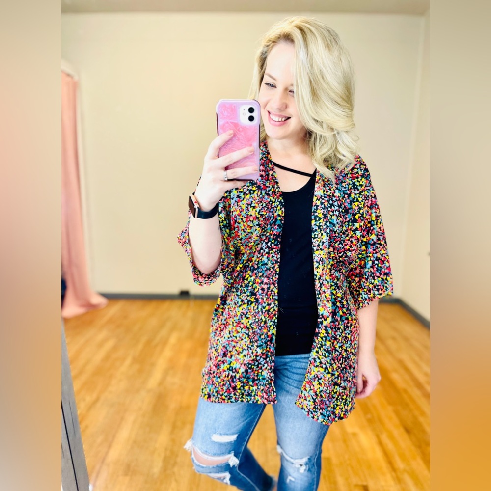 Multi Color Confetti Kimono